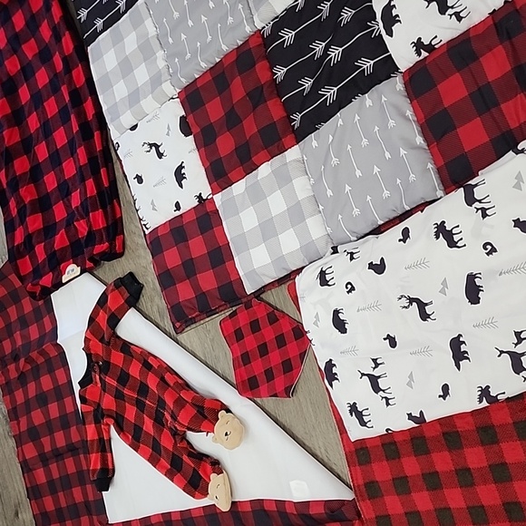 Buffalo Plaid Crib Set Red & Black - Picture 2 of 9